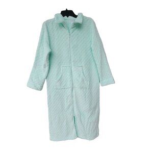⭐Miss Elaine Long Sleeve 2 pockets Zip Front Long Robe Sz S Mint Green New⭐